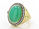 Judith Ripka Chrysoprase, Peridot & Cubic Zirconia Accent 14k Gold Clad Penelope Ring 1.33ctw