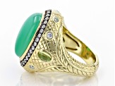 Judith Ripka Chrysoprase, Peridot & Cubic Zirconia Accent 14k Gold Clad Penelope Ring 1.33ctw