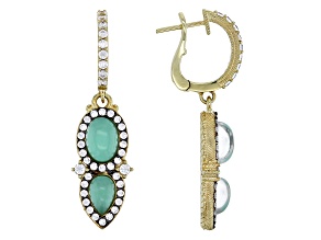 Judith Ripka Chrysoprase Doublet, Rock Crystal Doublet & Cubic Zirconia 14k Gold Clad Earrings