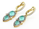 Judith Ripka Chrysoprase Doublet, Rock Crystal Doublet & Cubic Zirconia 14k Gold Clad Drop Earrings