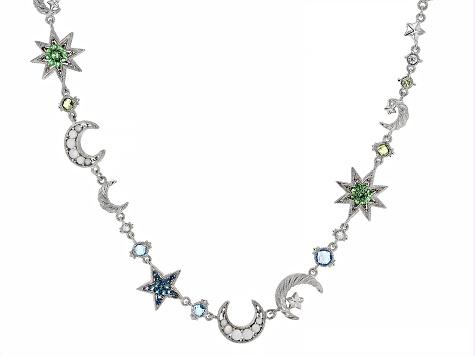 Judith Ripka Multi-Gemstone & Cubic Zirconia Rhodium Over Sterling Silver  Galaxy Necklace 5.44ctw - JRJ419