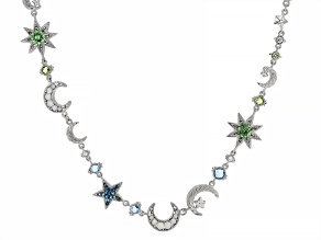 Judith Ripka Multi-Gemstone & Cubic Zirconia Rhodium Over Sterling Silver Galaxy Necklace 5.44ctw