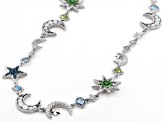Judith Ripka Multi-Gemstone & Cubic Zirconia Rhodium Over Sterling Silver Galaxy Necklace 5.44ctw