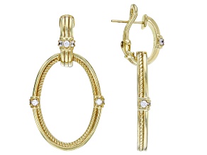 Judith Ripka Cubic Zirconia 14k Gold Clad Town & Country Drop Earrings 0.74ctw