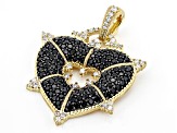 Judith Ripka Black Spinel & Cubic Zirconia 14k Gold Clad More Is More Heart Enhancer Pendant 4.91ctw