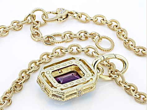 1.40ct Amethyst Rectangle Solitaire Pendant 14k Yellow Gold February Birthstone authentic