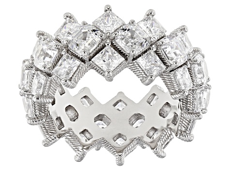 Judith Ripka Asscher Cut Cubic Zirconia Rhodium Over Sterling Silver Toujours Ring 11.80ctw