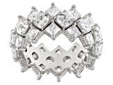 Judith Ripka Asscher Cut Cubic Zirconia Rhodium Over Sterling Silver Toujour Ring 11.80ctw