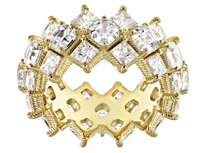 Judith Ripka Asscher Cut Cubic Zirconia 14k Gold Clad Toujour  Ring 11.80ctw