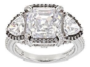 Judith Ripka Asscher Cut White Cubic Zirconia Rhodium Over Sterling Silver Toujour Ring 11.12ctw