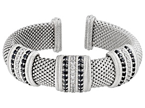Judith Ripka Black Spinel & Cubic Zirconia Rhodium Over Sterling Silver Verona Cuff Bracelet 4.23ctw