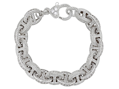 Judith Ripka Cubic Zirconia Rhodium Over Sterling Silver Mariner Link Verona Bracelet 2.59ctw