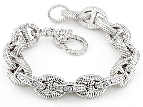 Judith Ripka Cubic Zirconia Rhodium Over Sterling Silver Mariner Link Verona Bracelet 2.59ctw