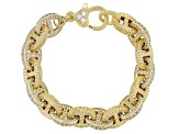 Judith Ripka White Cubic Zirconia 14k Gold Clad Mariner Link Verona Bracelet 2.59ctw