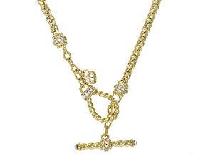 Judith Ripka Cubic Zirconia & Rock Crystal Quartz 14k Gold Clad Classic Necklace 0.62ctw