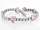 Judith Ripka Pink & White Cubic Zirconia Rhodium Over Sterling Silver Amour Bracelet 14.27ctw