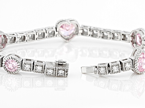 Judith Ripka Pink & White Cubic Zirconia Rhodium Over Sterling Silver Amour Bracelet 14.27ctw