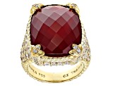 Judith Ripka Lab Created Ruby Doublet with Cubic Zirconia 14k Gold Clad ...