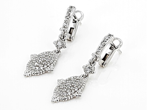 Judith Ripka Cubic Zirconia Rhodium Over Sterling Silver Pave Arielle Earrings 1.05ctw