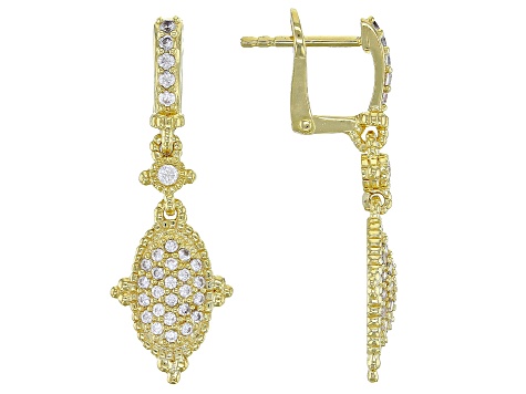 Judith Ripka Cubic Zirconia 14k Gold Clad Pave Arielle Earrings 1.05ctw