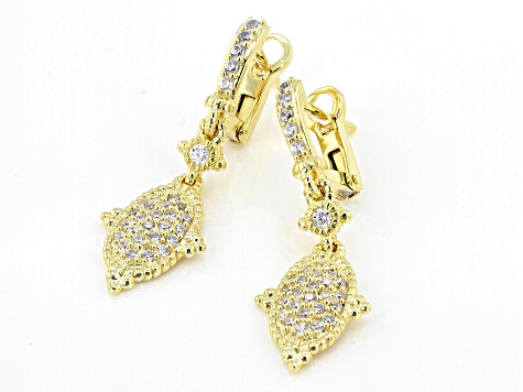 Judith Ripka Cubic Zirconia 14k Gold Clad Pave Arielle Earrings 1.05ctw