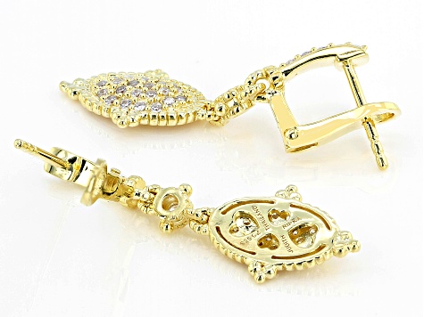 Judith Ripka Cubic Zirconia 14k Gold Clad Pave Arielle Earrings 1.05ctw