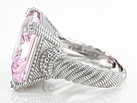 Judith Ripka Pink & White Cubic Zirconia Rhodium Over Sterling Silver Montana Ring 33.86ctw