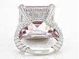 Judith Ripka Pink & White Cubic Zirconia Rhodium Over Sterling Silver Montana Ring 33.86ctw