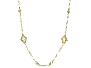 Judith Ripka Canary & White Cubic Zirconia 14k Gold Clad 36" Arielle Station Necklace
