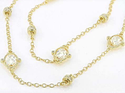 Judith Ripka Canary & White Cubic Zirconia 14k Gold Clad 36" Arielle Station Necklace