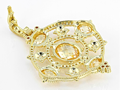 Judith Ripka Canary and White Cubic Zirconia 14k Gold Clad Garland Enhancer 20.89ctw