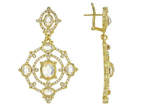 Judith Ripka Canary & White Cubic Zirconia 14k Gold Clad Garland Earrings 24.71ctw