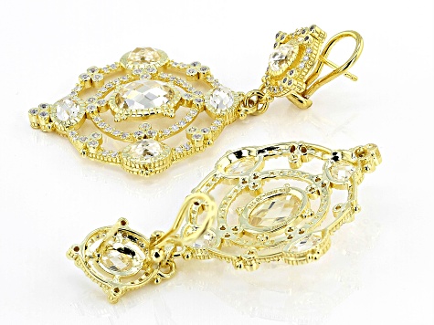 Judith Ripka Canary & White Cubic Zirconia 14k Gold Clad Garland Earrings 24.71ctw
