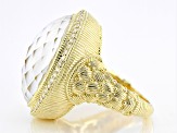 Judith Ripka Mother-of-Pearl, Crystal Quartz Doublet & Cubic Zirconia 14k Gold Clad Aurora Ring