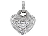 Judith Ripka White Cubic Zirconia Rhodium Over Sterling Silver Romance Enhancer Pendant 0.72ctw