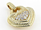 Judith Ripka White Cubic Zirconia 14k Gold Clad Romance Enhancer Pendant 0.72ctw