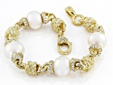 Judith Ripka Cultured Freshwater Pearl & Cubic Zirconia 14k Gold Clad Colette Bracelet 2.71ctw