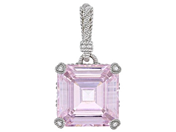 Picture of Judith Ripka Pink & White Cubic Zirconia Rhodium Over Sterling Silver Montana Enhancer 12.18ctw