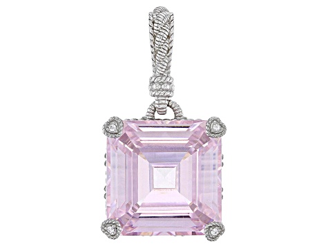 Judith Ripka Pink & White Cubic Zirconia Rhodium Over Sterling Silver Montana Enhancer 12.18ctw