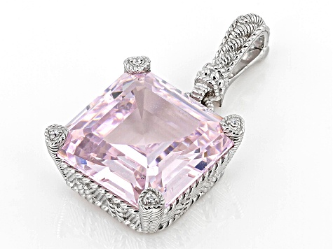 Judith Ripka Pink & White Cubic Zirconia Rhodium Over Sterling Silver Montana Enhancer 12.18ctw