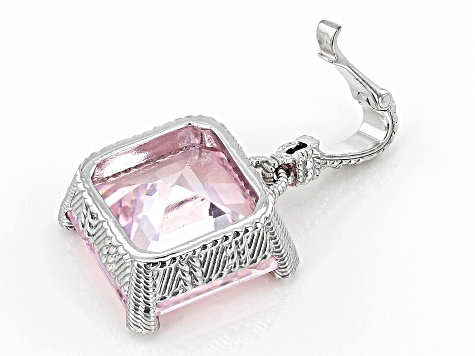 Judith Ripka Pink & White Cubic Zirconia Rhodium Over Sterling Silver Montana Enhancer 12.18ctw