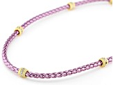 Judith Ripka Cubic Zirconia Braided Metallic Pink Faux Leather&14k Gold Clad Verona Necklace 3.25ctw