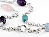 Judith Ripka Multi-Gemstone Rhodium Over Sterling Silver Verona Rainbow Nugget Chain Necklace