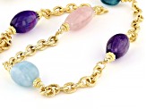 Judith Ripka Multi-Gemstone 14k Gold Clad Verona Rainbow Nugget Chain Necklace