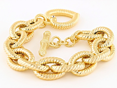 Judith Ripka Cubic Zirconia 14k Gold Clad Verona Heart Toggle Bracelet 0.11ctw