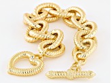 Judith Ripka Cubic Zirconia 14k Gold Clad Verona Heart Toggle Bracelet 0.11ctw