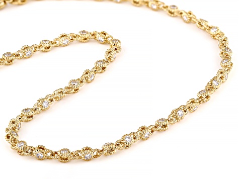 Judith Ripka Haute Collection Cubic Zirconia 14k Gold Clad Rolling Tennis Necklace 10.33ctw