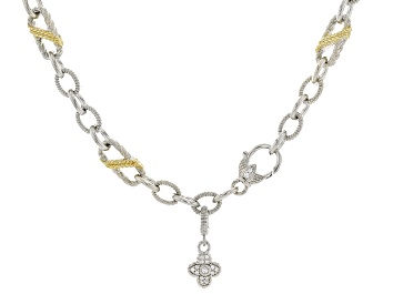 Picture of Judith Ripka Cubic Zirconia 14k Gold Clad & Rhodium Over Silver Harmony Clover Necklace 0.64ctw