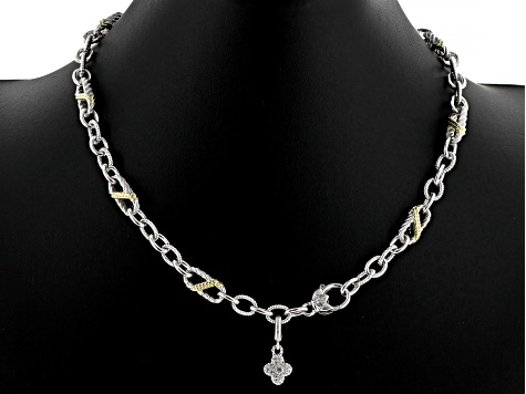 Judith Ripka Cubic Zirconia 14k Gold Clad & Rhodium Over Silver Harmony Clover Necklace 0.64ctw