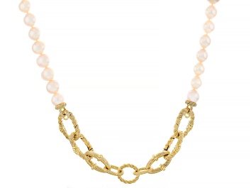 Picture of Judith Ripka Cultured Freshwater Pearl With Ruby Toggle 14k Gold Clad PN Colette Necklace System